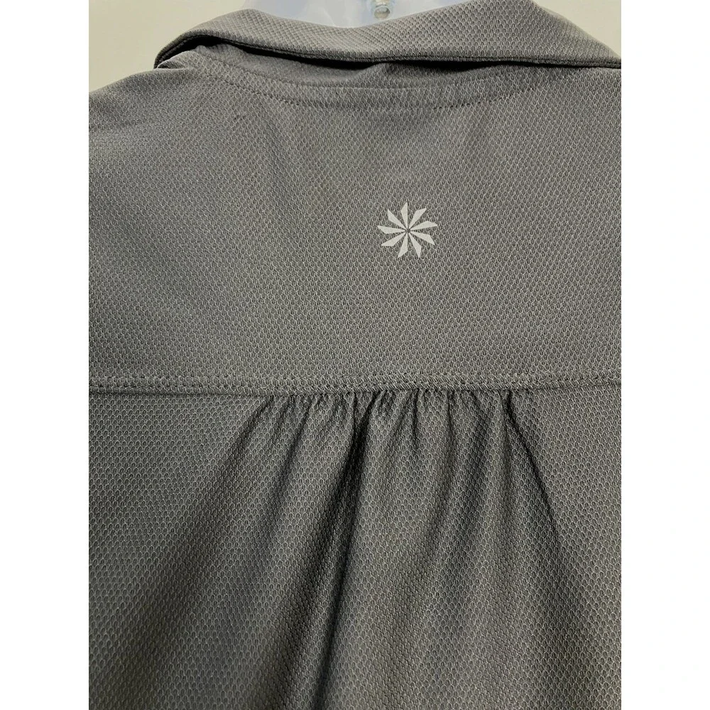 Athleta Womens Short Sleeve Gray Athletic Top Ruched Sides XS - Picture 6 of 7